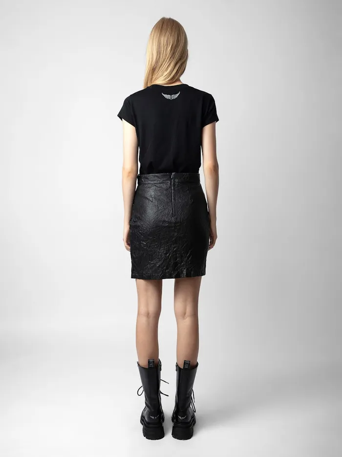 Women Zadig and Voltaire Dresses and Skirts Julipe Crinkled Leather Skirt Black