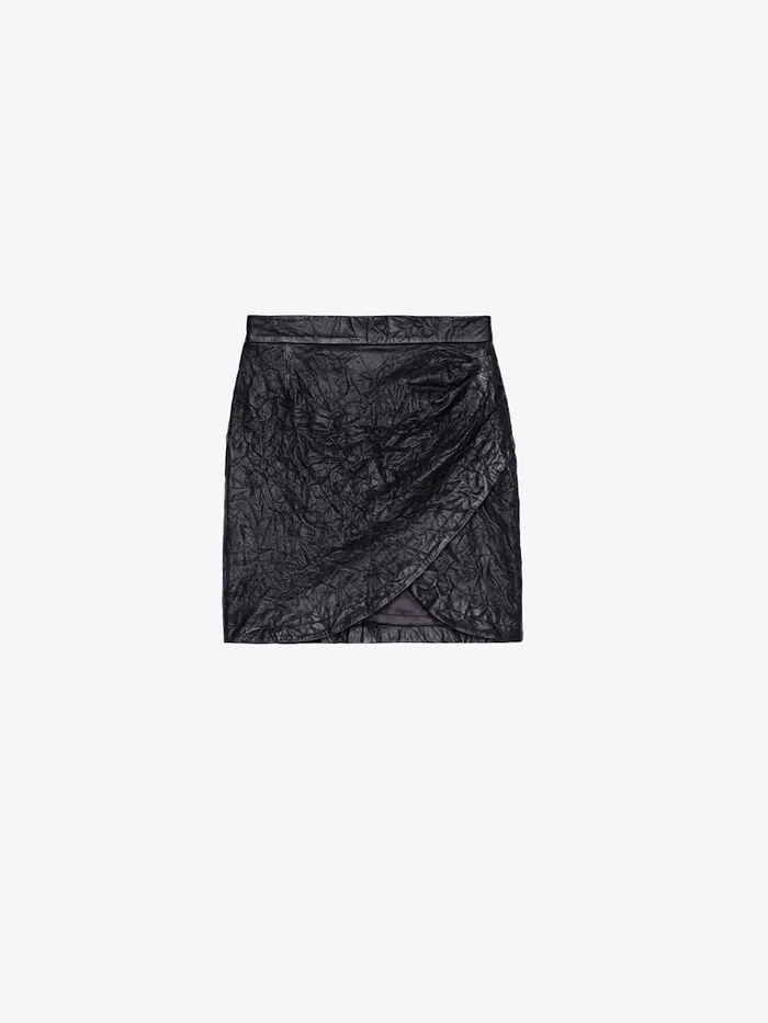 Women Zadig and Voltaire Dresses and Skirts Julipe Crinkled Leather Skirt Black