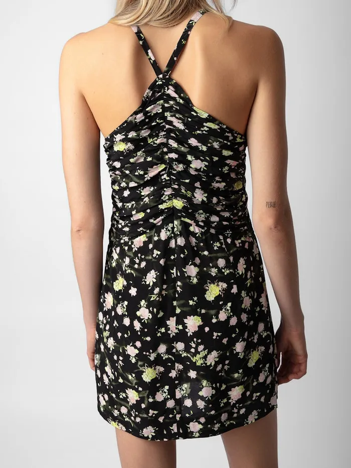 Women Zadig and Voltaire Dresses and Skirts Randa Soft Crinkle Roses Dress Black