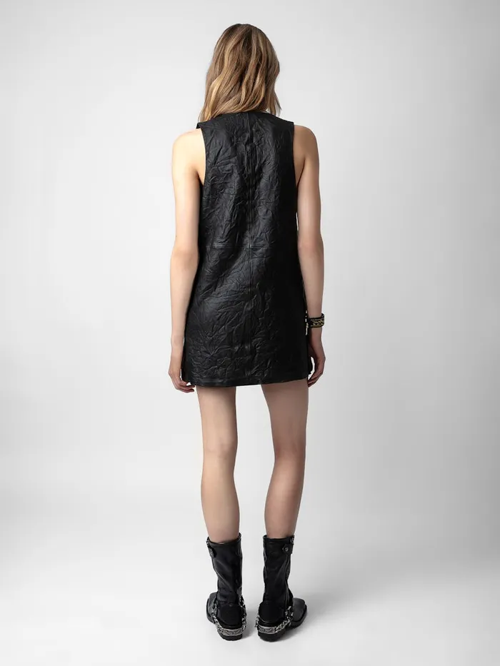 Women Zadig and Voltaire Dresses and Skirts Rasha Crinkled Leather Dress Black