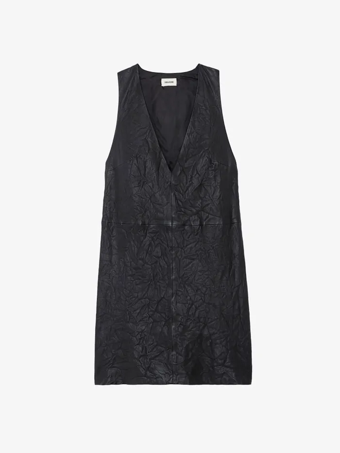 Women Zadig and Voltaire Dresses and Skirts Rasha Crinkled Leather Dress Black