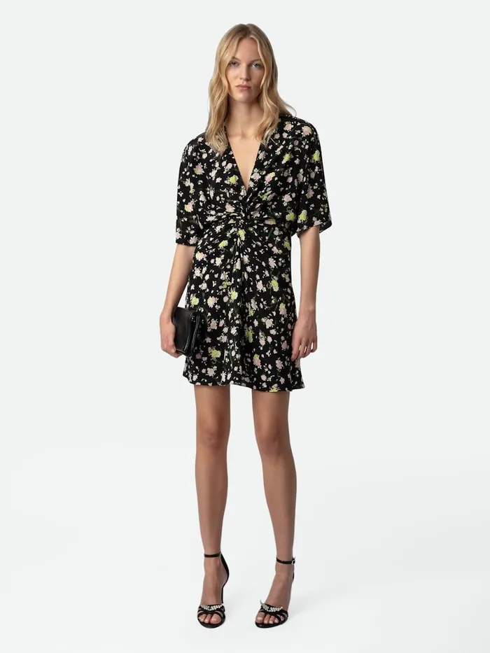 Women Zadig and Voltaire Dresses and Skirts Rozom Soft Crinkle Roses Dress Black