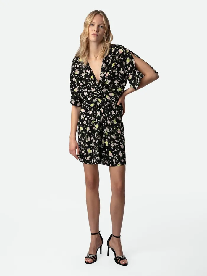 Women Zadig and Voltaire Dresses and Skirts Rozom Soft Crinkle Roses Dress Black