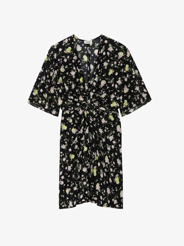 Women Zadig and Voltaire Dresses and Skirts Rozom Soft Crinkle Roses Dress Black