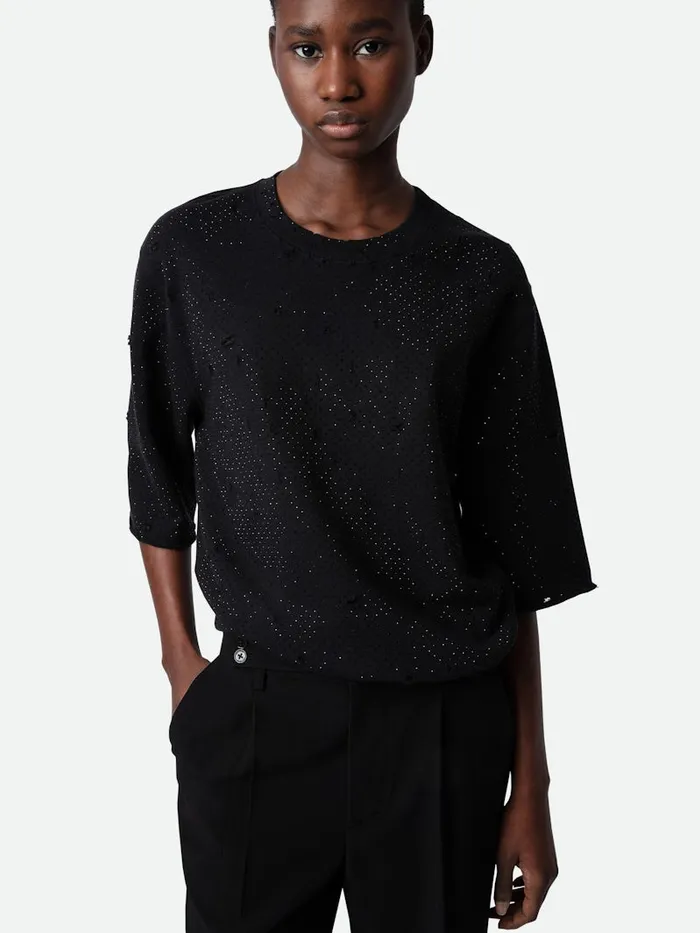 Women Zadig and Voltaire Embellishment Edmond Diamant Sweatshirt Black