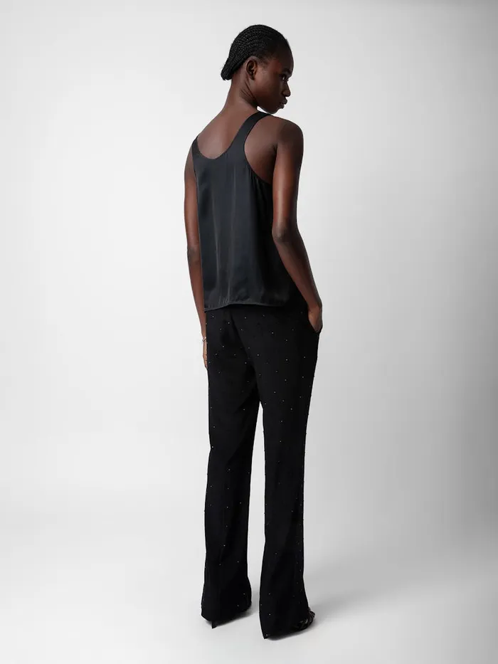 Women Zadig and Voltaire Embellishment Poxy Silk Pants Black