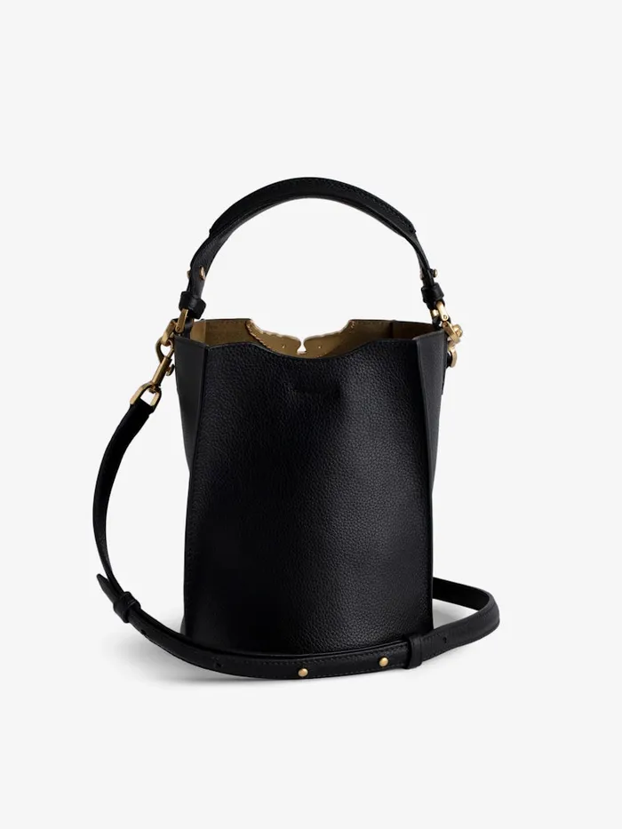 Women Zadig and Voltaire Handbags Borderline Bucket Bag Black