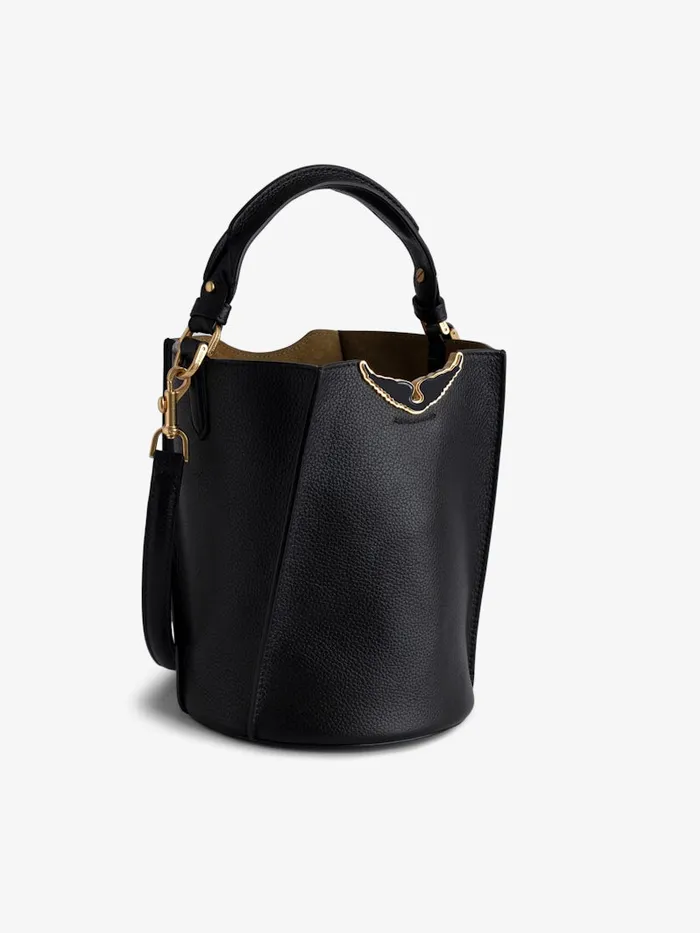 Women Zadig and Voltaire Handbags Borderline Bucket Bag Black