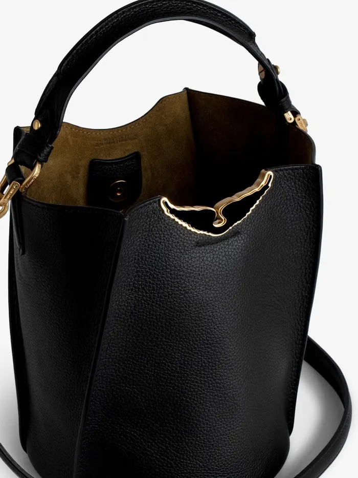 Women Zadig and Voltaire Handbags Borderline Bucket Bag Black