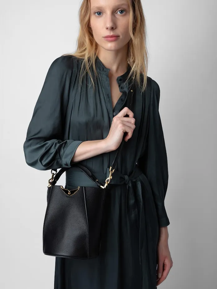 Women Zadig and Voltaire Handbags Borderline Bucket Bag Black