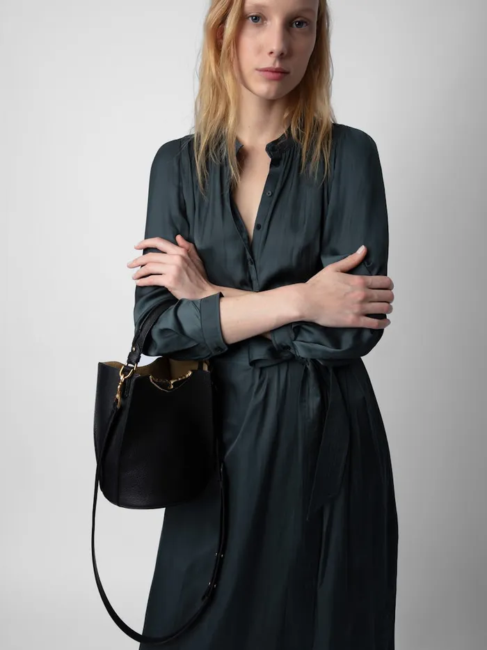Women Zadig and Voltaire Handbags Borderline Bucket Bag Black