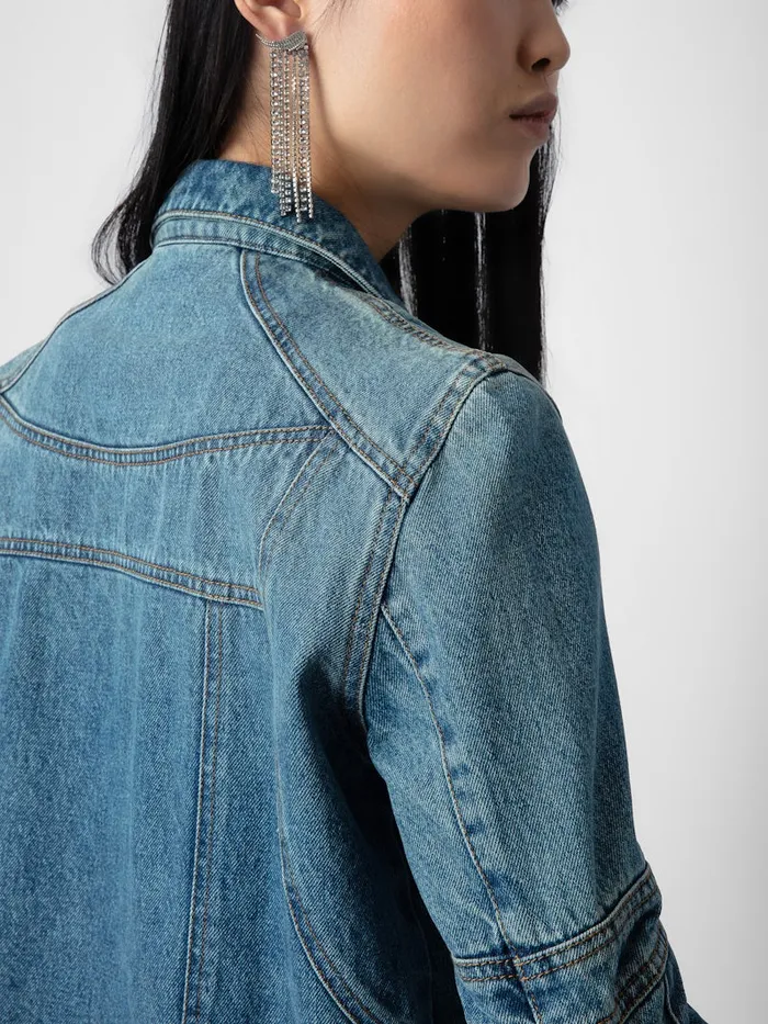 Women Zadig and Voltaire Jackets and Coats Bons Denim Jacket Light Blue