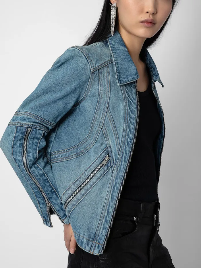 Women Zadig and Voltaire Jackets and Coats Bons Denim Jacket Light Blue