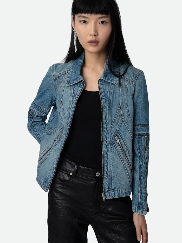 Women Zadig and Voltaire Jackets and Coats Bons Denim Jacket Light Blue