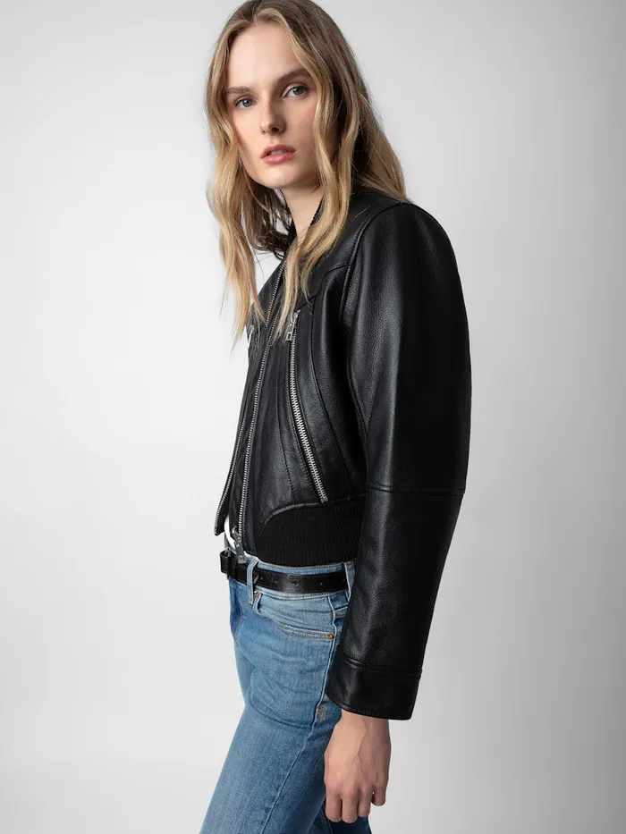Women Zadig and Voltaire Jackets and Coats Bunta Reversible Leather Jacket Black