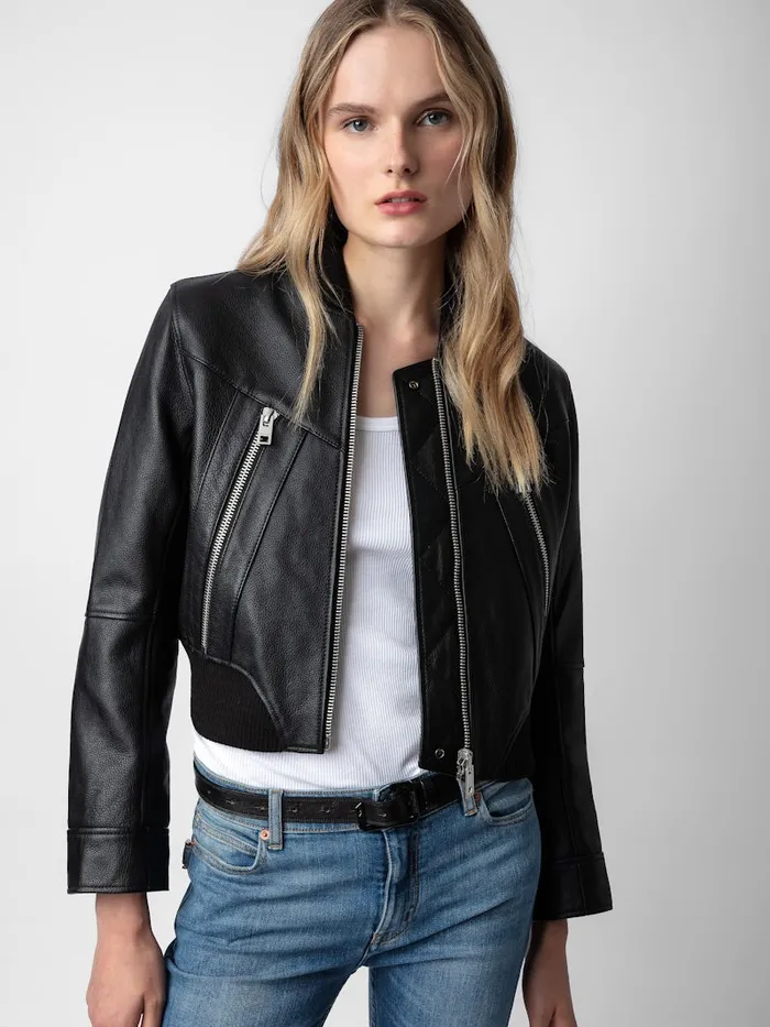 Women Zadig and Voltaire Jackets and Coats Bunta Reversible Leather Jacket Black