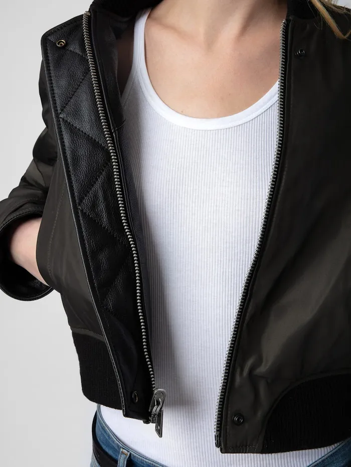 Women Zadig and Voltaire Jackets and Coats Bunta Reversible Leather Jacket Black