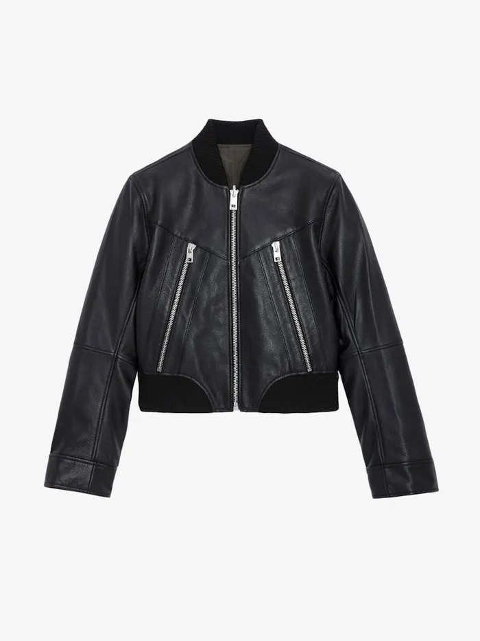Women Zadig and Voltaire Jackets and Coats Bunta Reversible Leather Jacket Black