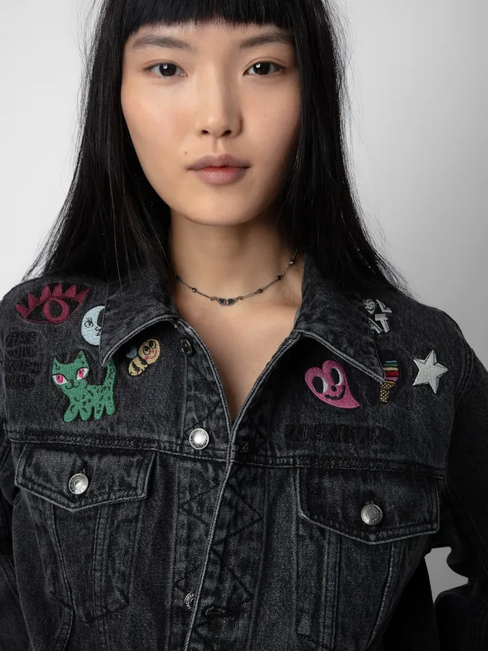 Women Zadig and Voltaire Jackets and Coats Kasy Denim Jacket Grey
