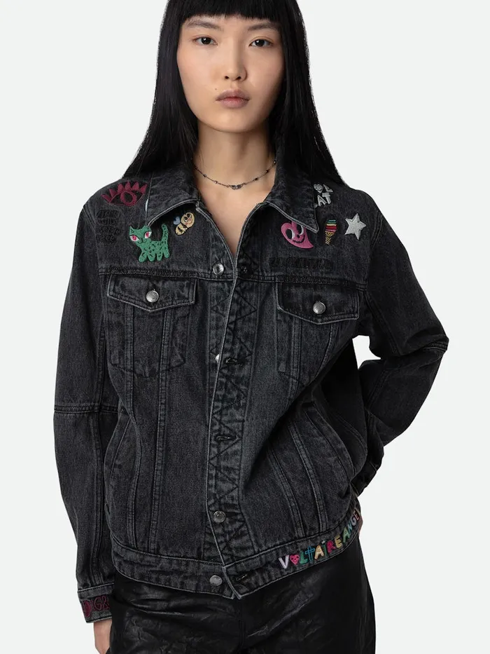 Women Zadig and Voltaire Jackets and Coats Kasy Denim Jacket Grey