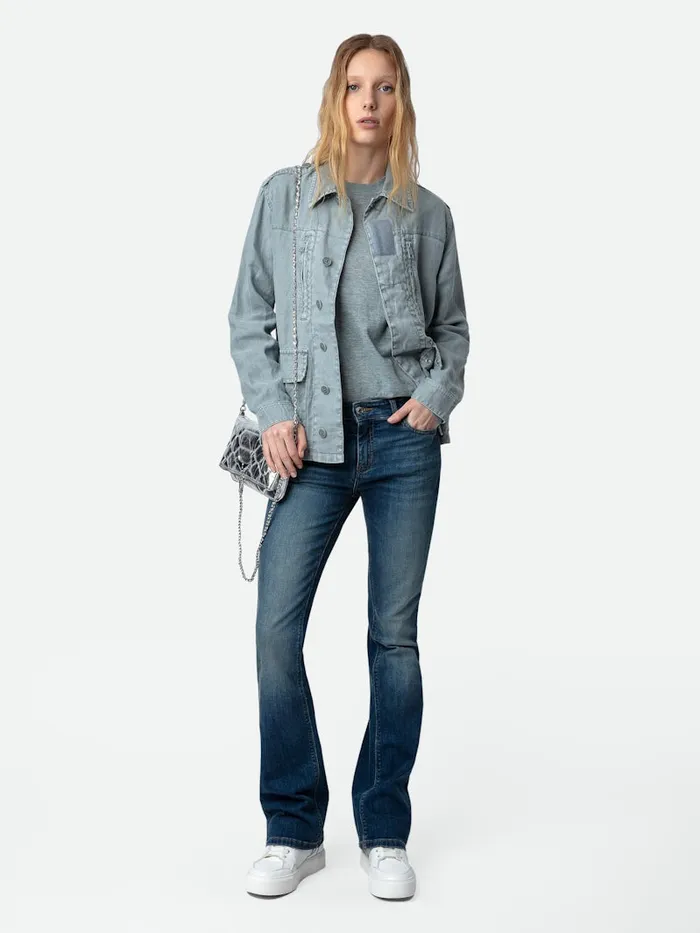 Women Zadig and Voltaire Jackets and Coats Kid Linen Jacket Glacier