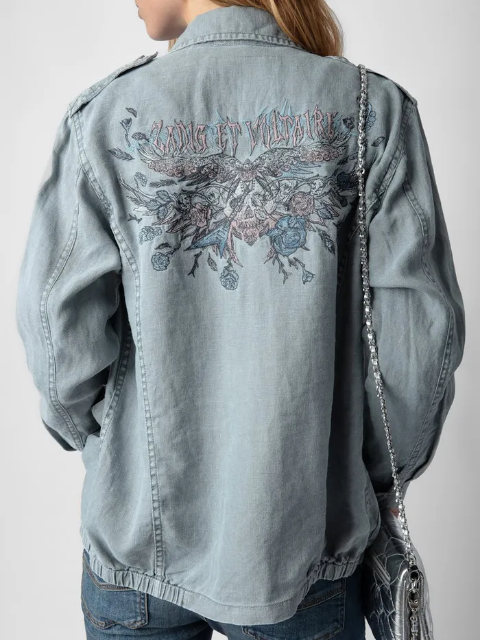 Women Zadig and Voltaire Jackets and Coats Kid Linen Jacket Glacier