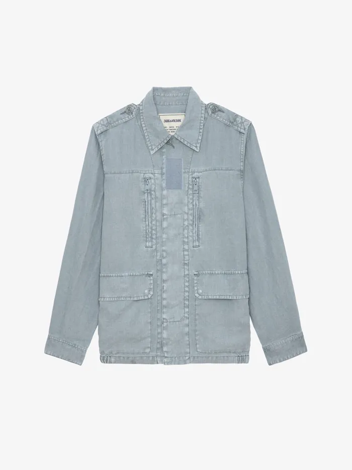 Women Zadig and Voltaire Jackets and Coats Kid Linen Jacket Glacier
