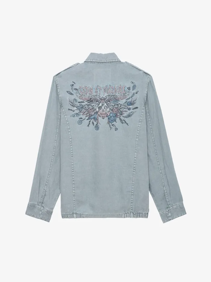 Women Zadig and Voltaire Jackets and Coats Kid Linen Jacket Glacier