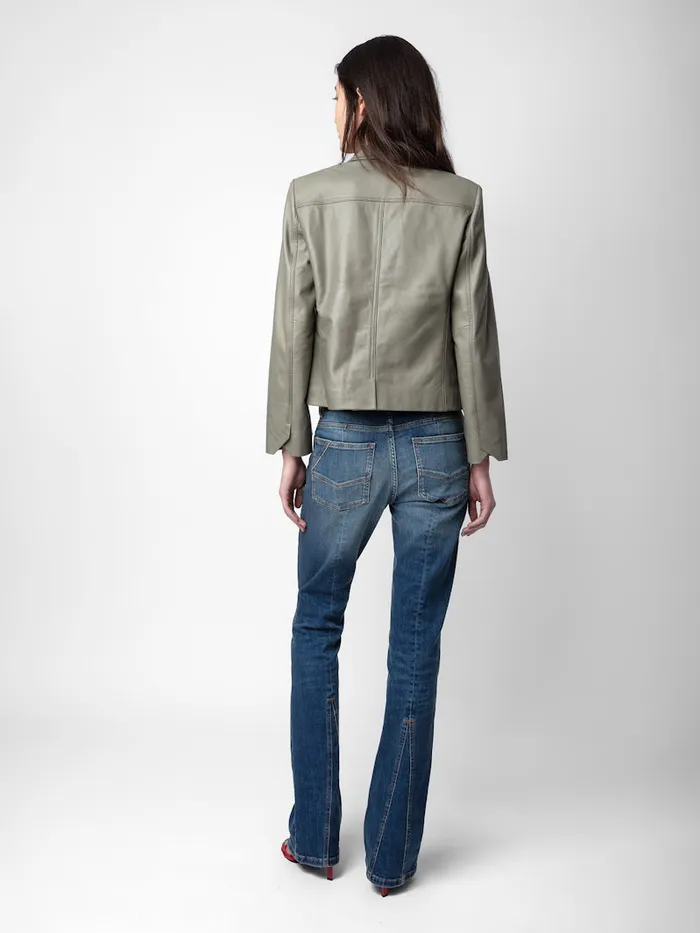 Women Zadig and Voltaire Jackets and Coats Liams Leather Jacket Treillis