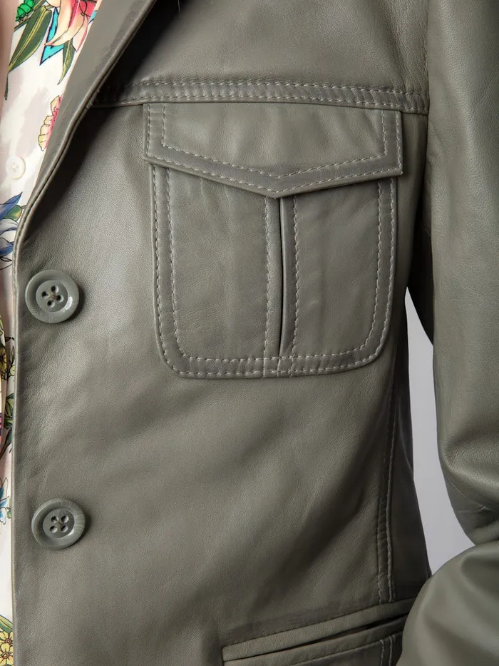 Women Zadig and Voltaire Jackets and Coats Liams Leather Jacket Treillis