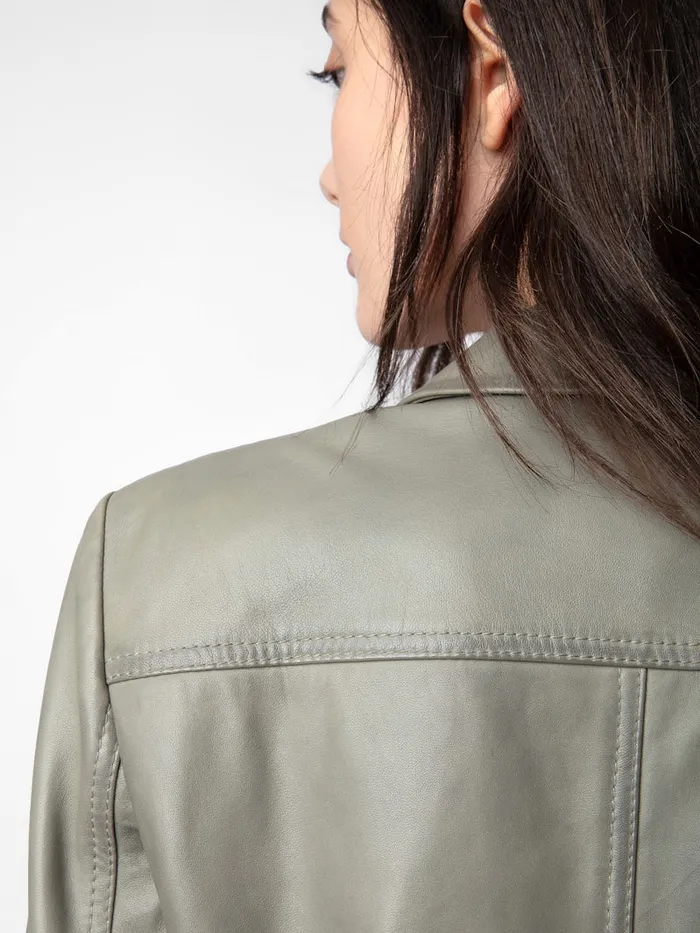 Women Zadig and Voltaire Jackets and Coats Liams Leather Jacket Treillis