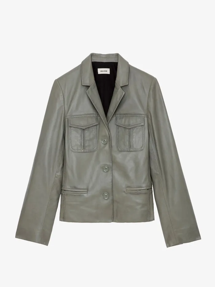 Women Zadig and Voltaire Jackets and Coats Liams Leather Jacket Treillis