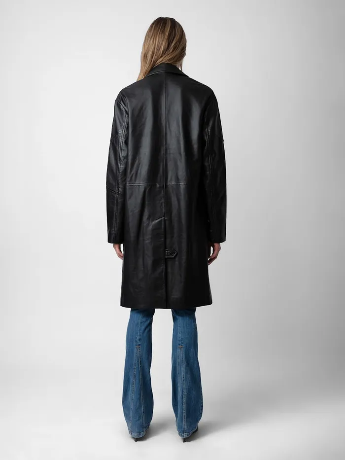 Women Zadig and Voltaire Jackets and Coats Macari Leather Coat Black