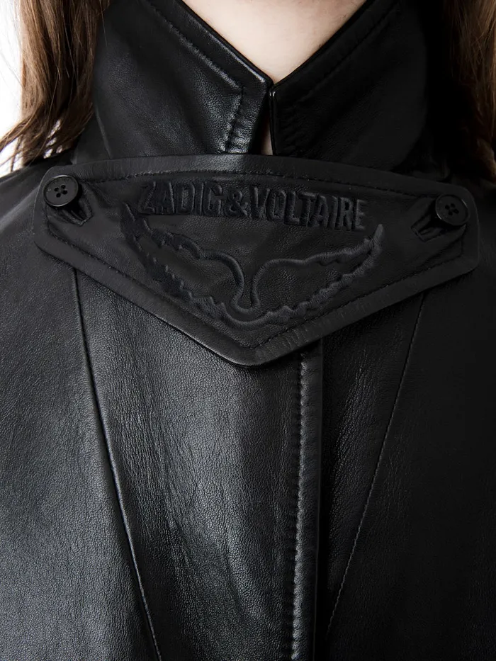 Women Zadig and Voltaire Jackets and Coats Macari Leather Coat Black