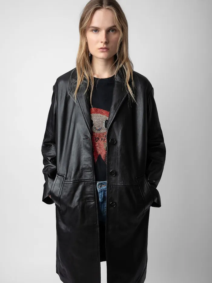 Women Zadig and Voltaire Jackets and Coats Macari Leather Coat Black