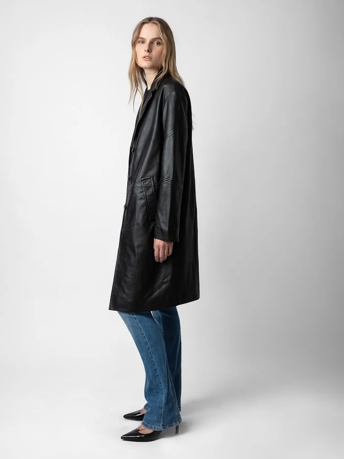 Women Zadig and Voltaire Jackets and Coats Macari Leather Coat Black