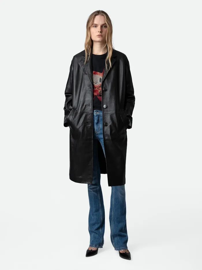 Women Zadig and Voltaire Jackets and Coats Macari Leather Coat Black
