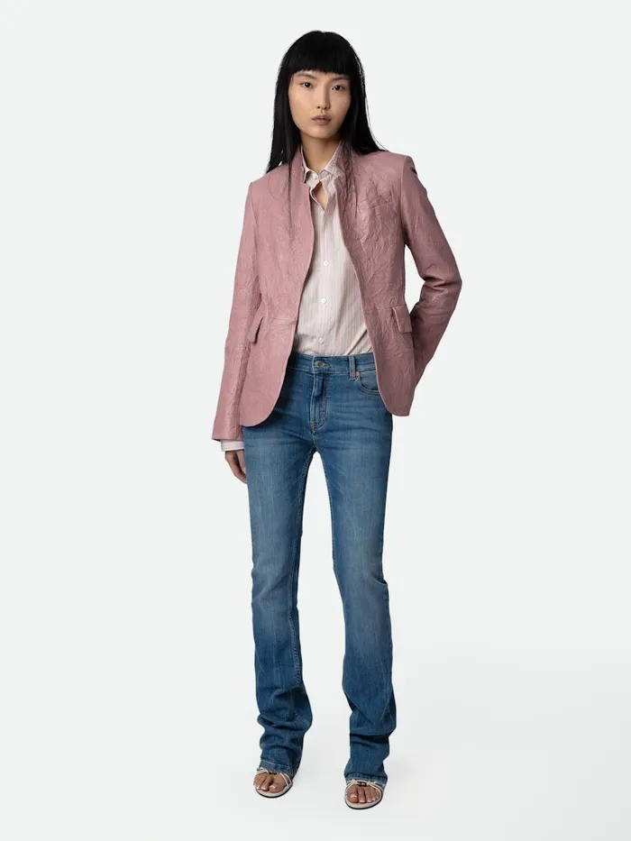 Women Zadig and Voltaire Jackets and Coats Very Crinkled Leather Blazer Primrose Women Zadig and Voltaire Jackets and Coats Very Crinkled Leather Blazer Primrose