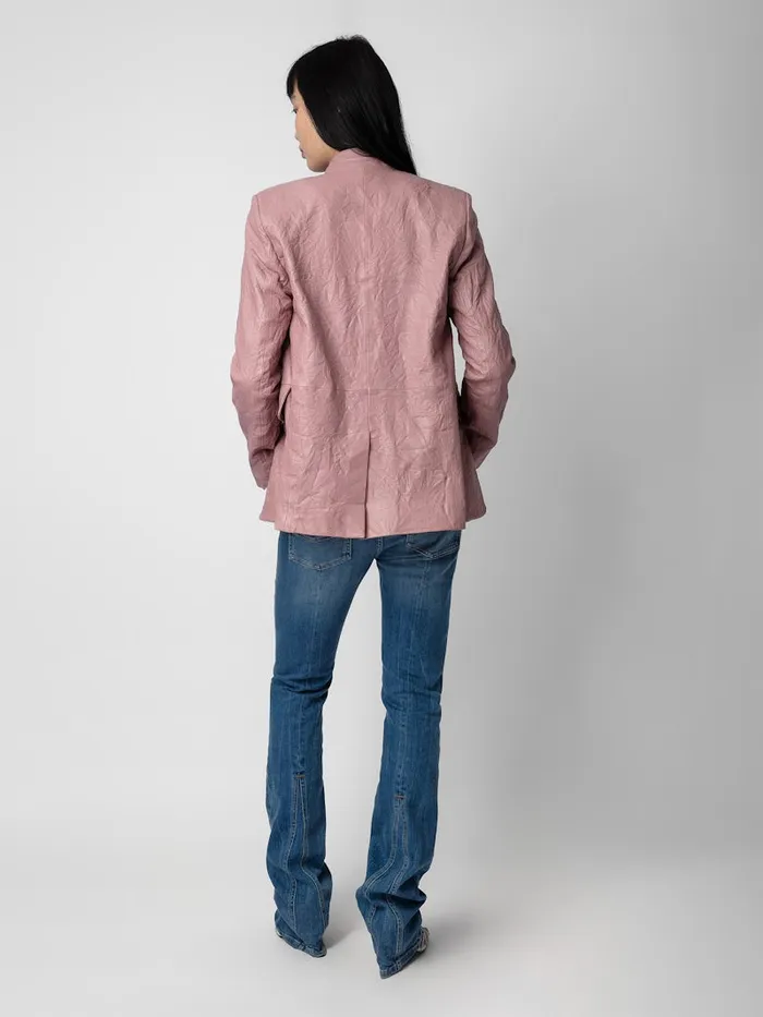 Women Zadig and Voltaire Jackets and Coats Very Crinkled Leather Blazer Primrose
