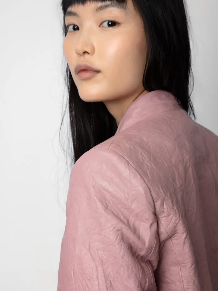 Women Zadig and Voltaire Jackets and Coats Very Crinkled Leather Blazer Primrose