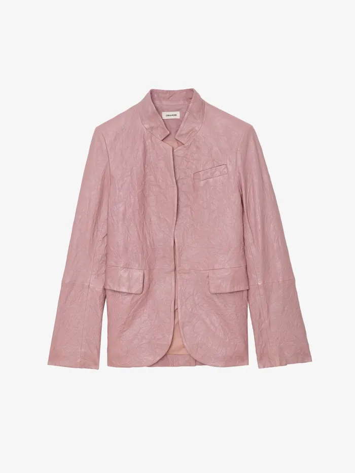 Women Zadig and Voltaire Jackets and Coats Very Crinkled Leather Blazer Primrose