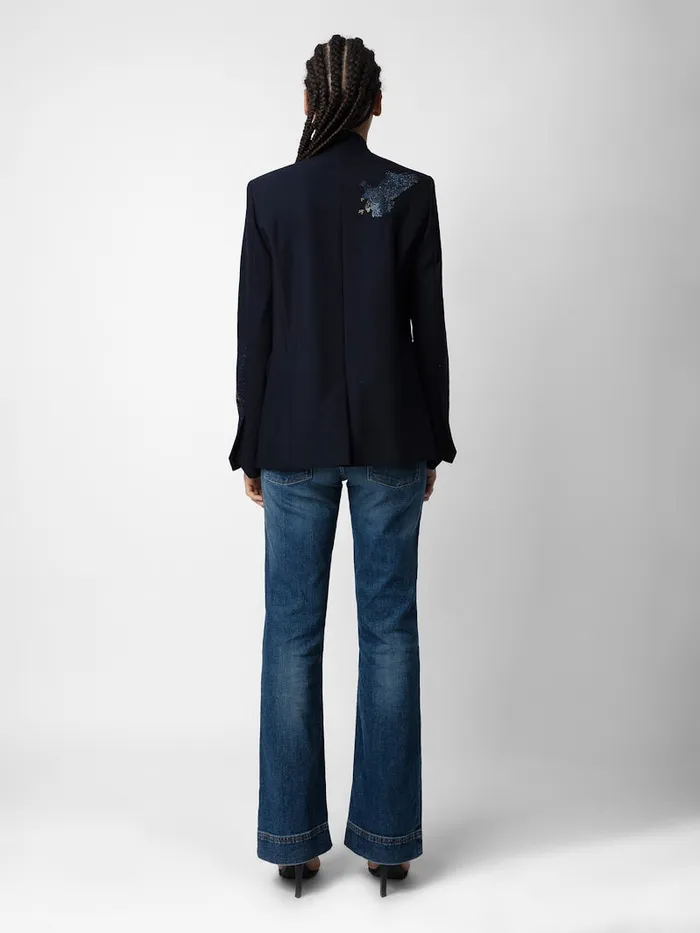 Women Zadig and Voltaire Jackets and Coats Very Multi Strass Blazer Encre
