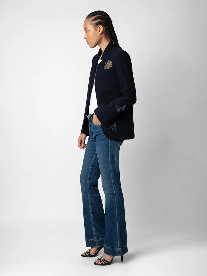 Women Zadig and Voltaire Jackets and Coats Very Multi Strass Blazer Encre