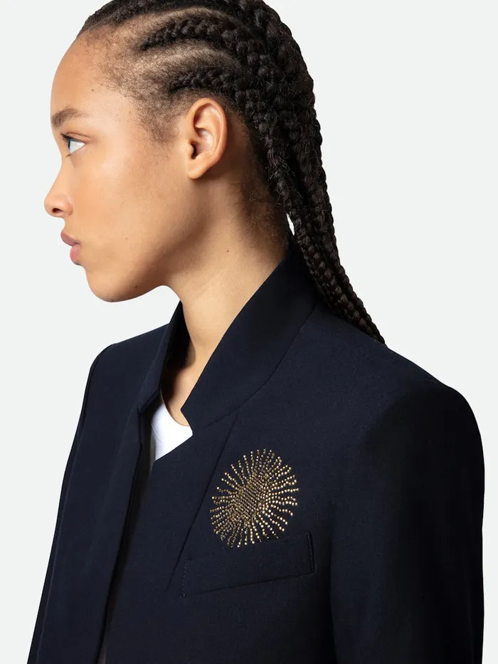 Women Zadig and Voltaire Jackets and Coats Very Multi Strass Blazer Encre