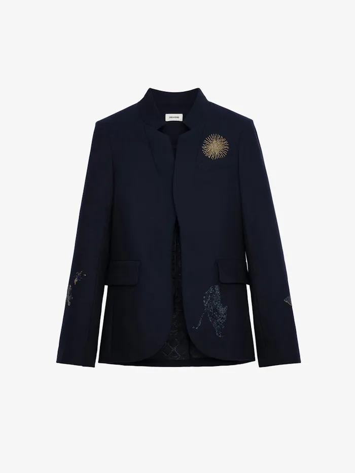 Women Zadig and Voltaire Jackets and Coats Very Multi Strass Blazer Encre