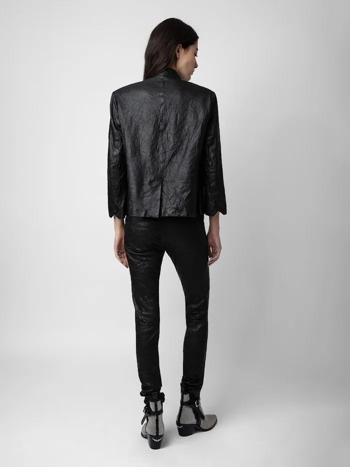 Women Zadig and Voltaire Jackets and Coats Verys Crinkled Leather Blazer Black