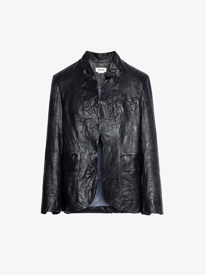 Women Zadig and Voltaire Jackets and Coats Verys Crinkled Leather Blazer Black