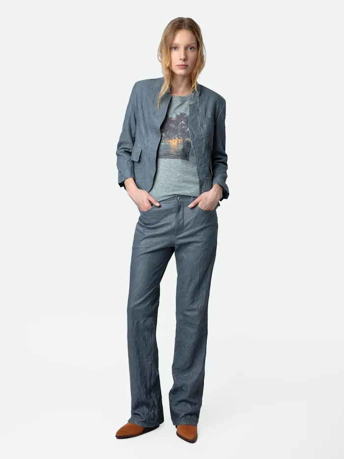 Women Zadig and Voltaire Jackets and Coats Verys Crinkled Leather Blazer Light Blue Women Zadig and Voltaire Jackets and Coats Verys Crinkled Leather Blazer Light Blue