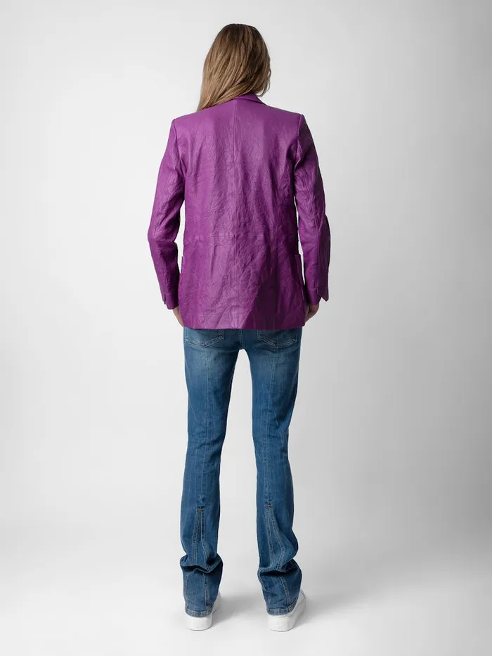 Women Zadig and Voltaire Jackets and Coats Visko Crinkled Leather Blazer Goa