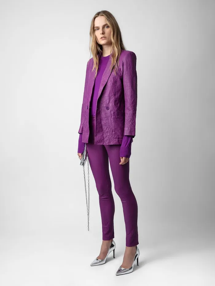 Women Zadig and Voltaire Jackets and Coats Visko Crinkled Leather Blazer Goa